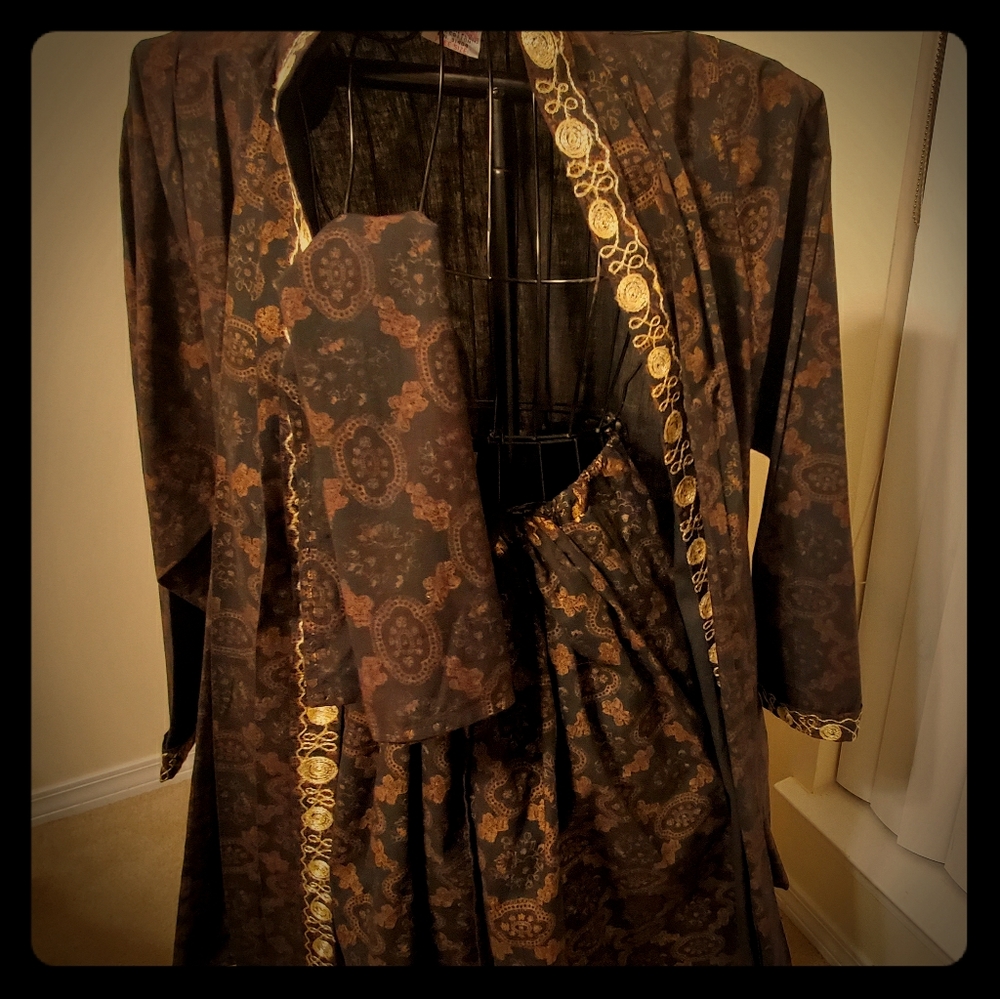 Vintage African shirt, jacket & head wrap.